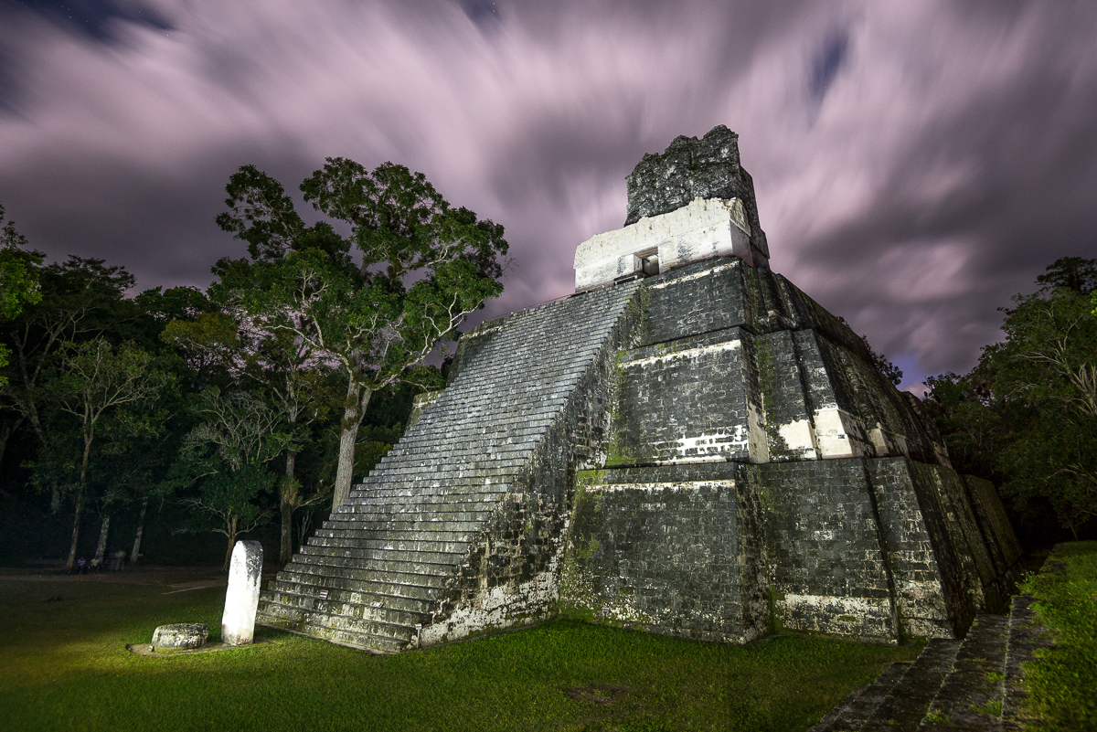 Tikal, Guatemala:  After Dark in the Great Plaza