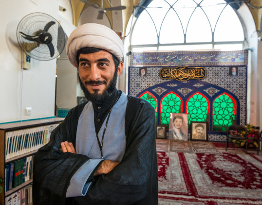 Like most Iranian men, this guy's name was Ali. He's wearing black to commemorate the two-month mourning period for Imam Hussain, a descendant of Muhammed who died a hero 1300 years ago. Ali spoke perfect English and was eager to give this American a quick tour of the shrine of Sultan Amir Ahmad, another descendant of Muhammed.